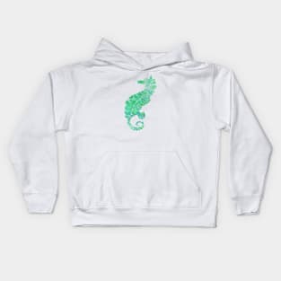 Seahorse Design in Turquoise and Greens Kids Hoodie